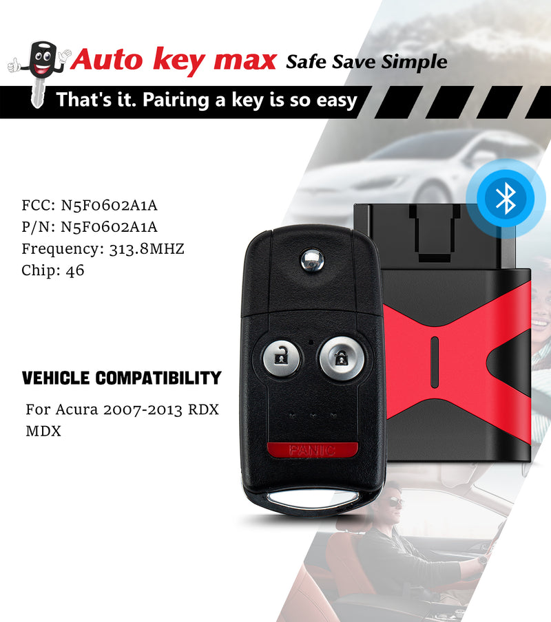 Car Key fob Programmer Replacement for Acura 2007 - 2013 RDX MDX Flip Remote N5F0602A1A SKU:KPRO+A3SA-A4SC