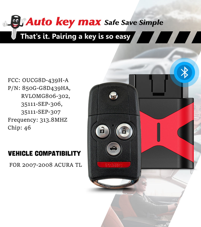 Key fob Programmer Replacement for Acura 2007 2008 TL Flip Remote OUCG8D-439H-A  SKU:KPRO+A4SA