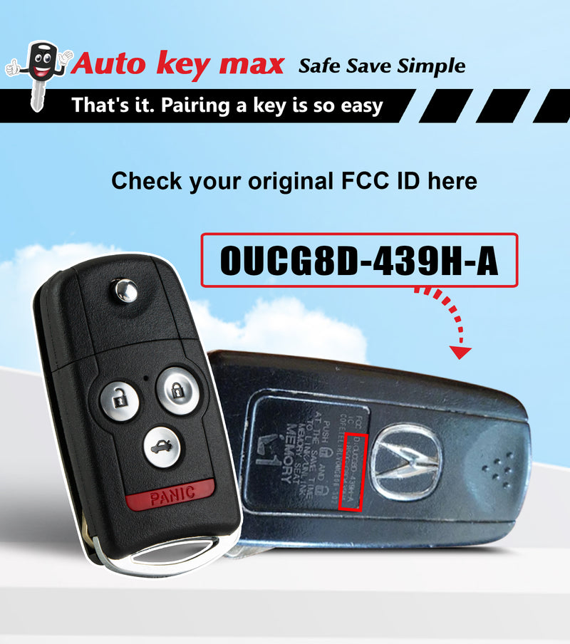 Key fob Programmer Replacement for Acura 2007 2008 TL Flip Remote OUCG8D-439H-A  SKU:KPRO+A4SA