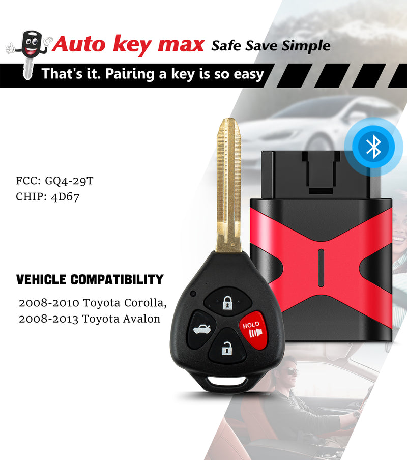 DIY Programmer Tool for 2008-2010 Toyota Corolla, 2008-2012 Toyota Avalon GQ4-29T with 4D67 Chip SKU: KPRO+T4SE