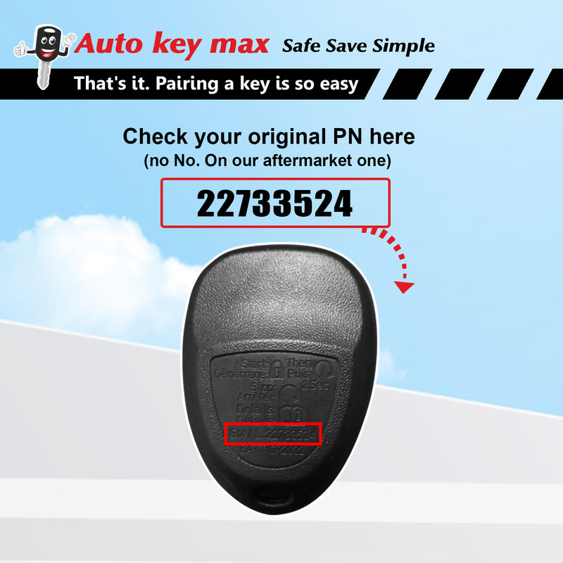 Simple Key Fob, Keyless Entry Remote Programmer Kit , Replacement for Chevy Malibu 2004 2- 2012 Cobalt Pontiac G5 G6 Grand Prix Buick Lacrosse Saturn Aura Sky KOBGT04A SKU: KPRO+C5RB-1