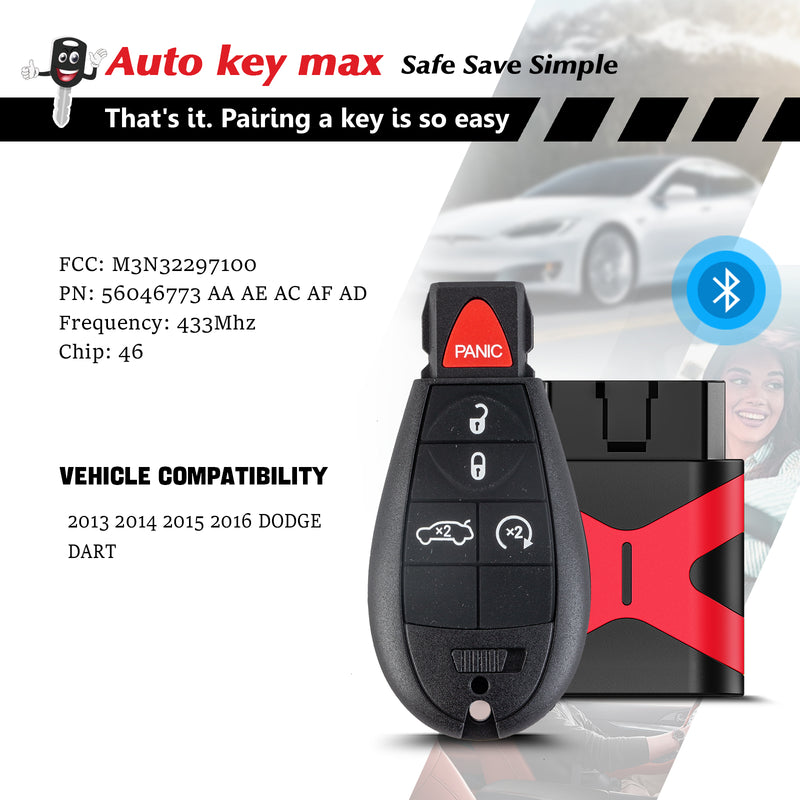 DIY Programmer Kit for 2013-2016 Dodge Dart Remote 5 BTN M3N32297100 SKU: KPRO+D5RJ