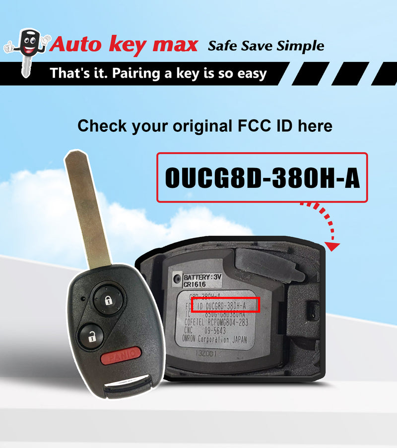 Car Key fob Programmer Replacement for 2003 - 2007 Honda Accord Remote OUCG8D-380H-A SKU: KPRO+H3SA-H4SA