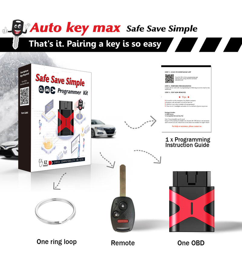 Car Key fob Programmer Replacement for 2005 - 2008 Honda Pilot CWTWB1U545 SKU: KPRO+H3SD