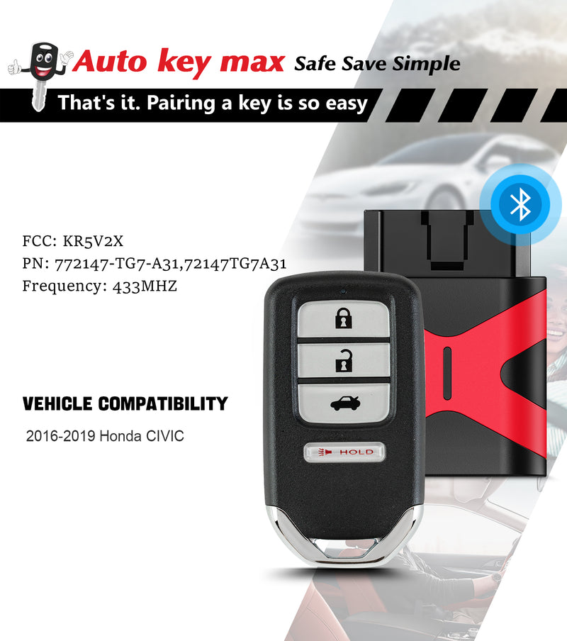Programmerble Car Key Simple Key Programmable Keyfob, Car Key Fob OBD Programmer Kit Replace ...