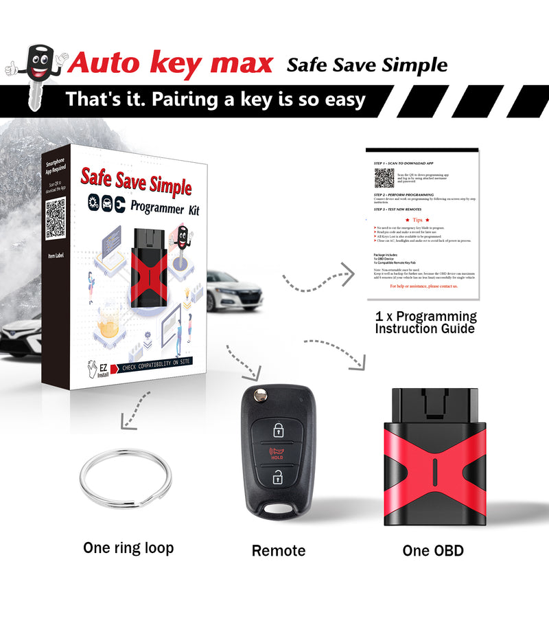 Simple car Key fob OBD2 Programmer Replacement for Kia Soul 2010 - 2013 Remote FCCID: NYOSEKSAM11ATx SKU:KPRO+K3RA-K3RB