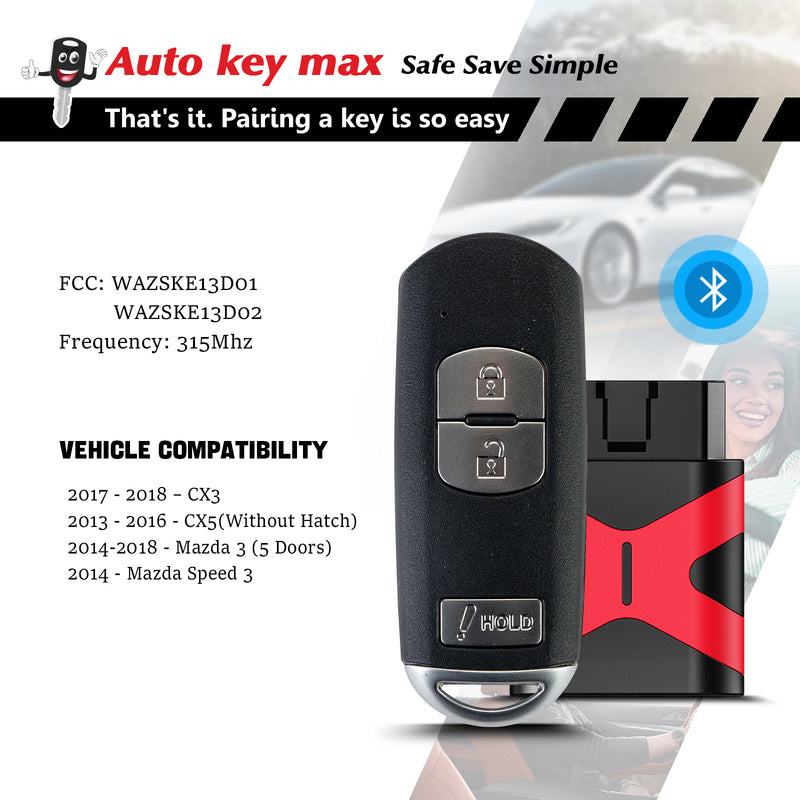 DIY Programmer Kit Tool for 2012-2019 Mazda 3 5 6 CX-3 CX-5 CX-9 Smart Remote Key WAZSKE13D01 SKU:KPRO+M3RB-M4RB-M4RC