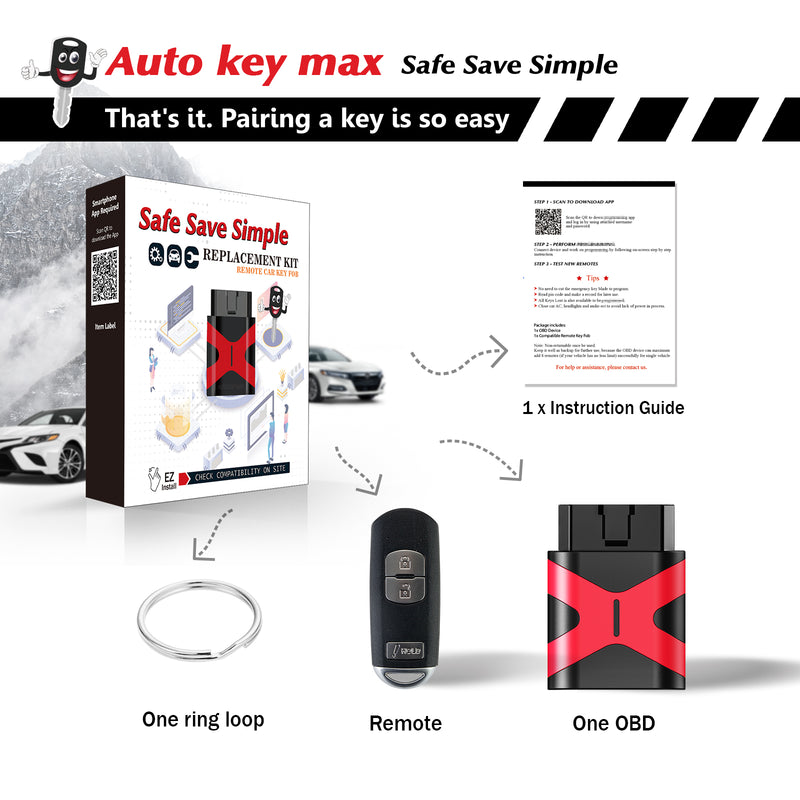 DIY Programmer Kit Tool for 2012-2019 Mazda 3 5 6 CX-3 CX-5 CX-9 Smart Remote Key WAZSKE13D01 SKU:KPRO+M3RB-M4RB-M4RC