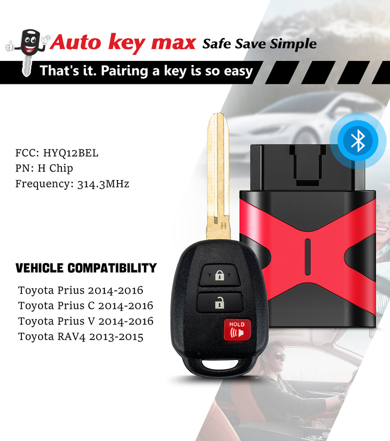 2 DIY Programmer Kit for 2013-2015 Toyota Rav4 2014-2016 Prius C V Camry,HYQ12BEL H Chip SKU: KPRO+T3SC-T4SC