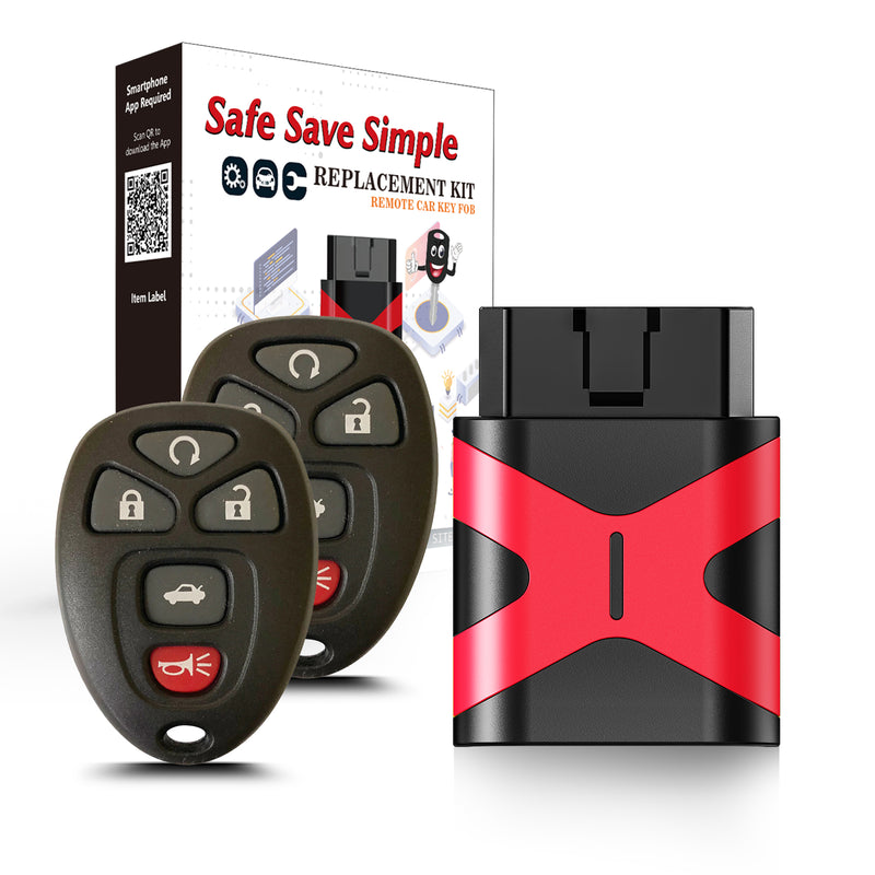 Simple Key Fob, Keyless Entry Remote Programmer Kit , Replacement for Chevy Malibu 2004 2- 2012 Cobalt Pontiac G5 G6 Grand Prix Buick Lacrosse Saturn Aura Sky KOBGT04A SKU: KPRO+C5RB-1