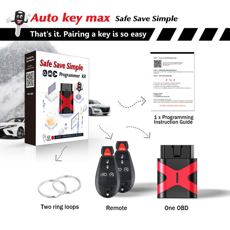 DIY Programmer Kit for 2013-2016 Dodge Dart Remote 5 BTN M3N32297100 SKU: KPRO+D5RJ