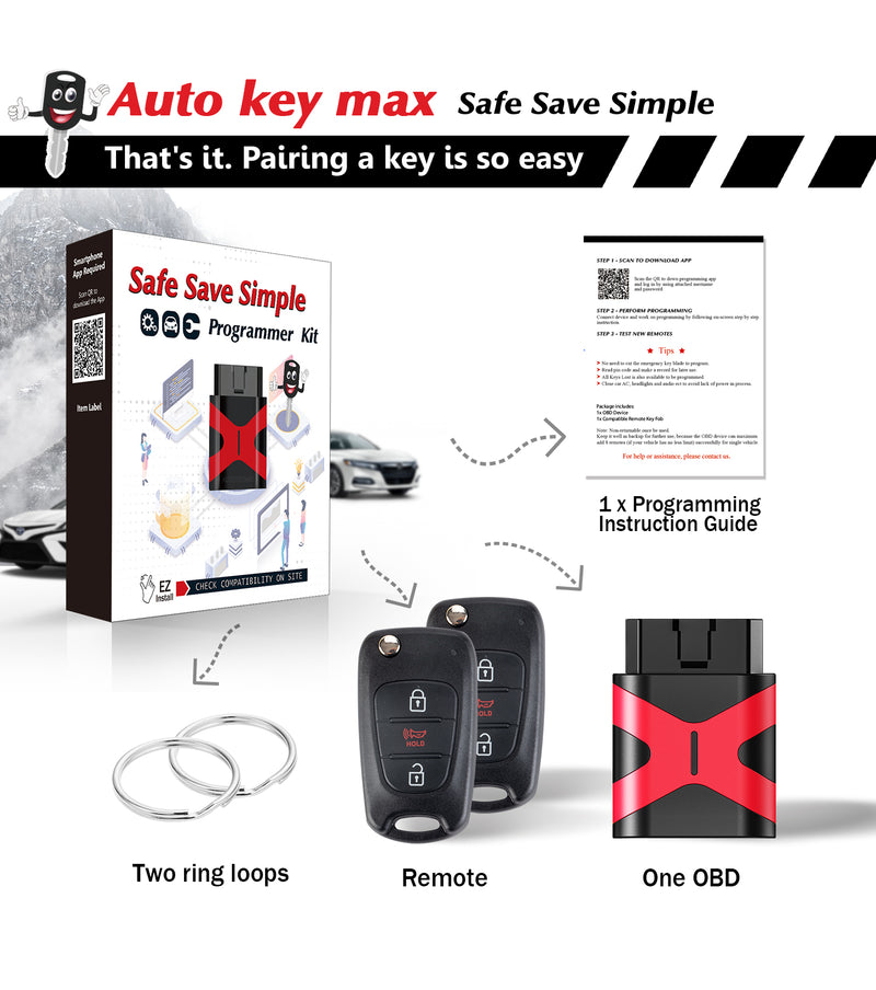 Simple car Key fob OBD2 Programmer Replacement for Kia Soul 2010 - 2013 Remote FCCID: NYOSEKSAM11ATx SKU:KPRO+K3RA-K3RB