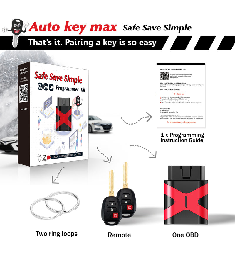 2 DIY Programmer Kit for 2013-2015 Toyota Rav4 2014-2016 Prius C V Camry,HYQ12BEL H Chip SKU: KPRO+T3SC-T4SC