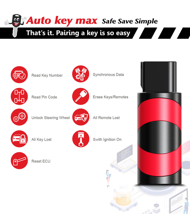 OBD2 Key Tool,Simple Key Programmer/Self Pairing Replacement for Head Key Blade Car Key Fob SKU: KPRO+OBD