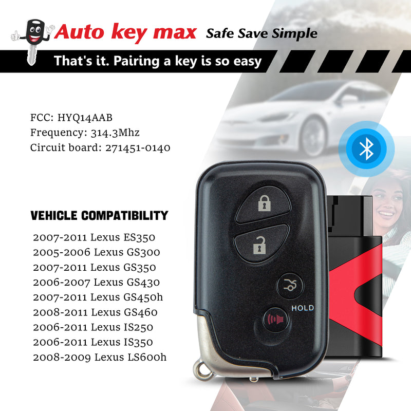 Car Keys and Fob for Lexus ES GS is LS Smart Remote HYQ14AAB 271451-0140 SKU: APRO+L4RA