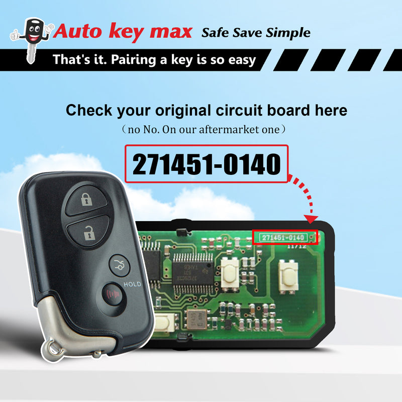 Car Keys and Fob for Lexus ES GS is LS Smart Remote HYQ14AAB 271451-0140 SKU: APRO+L4RA
