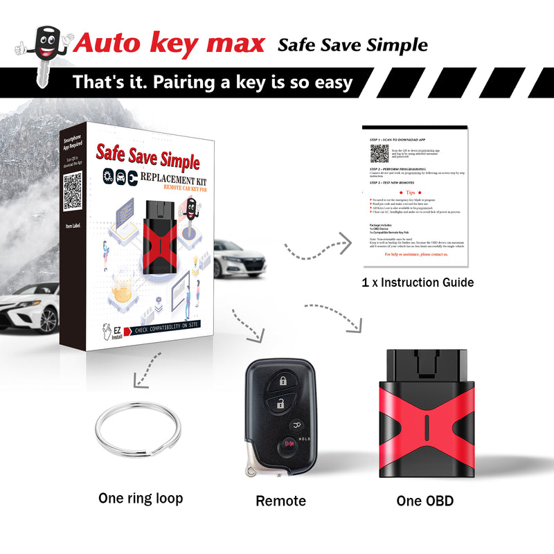 Car Keys and Fob for 2010-2015 Lexus RX350 RX450H GX460 CT200H Smart Remote HYQ14ACX 271451-5290 SKU:KPRO+L4RB-1