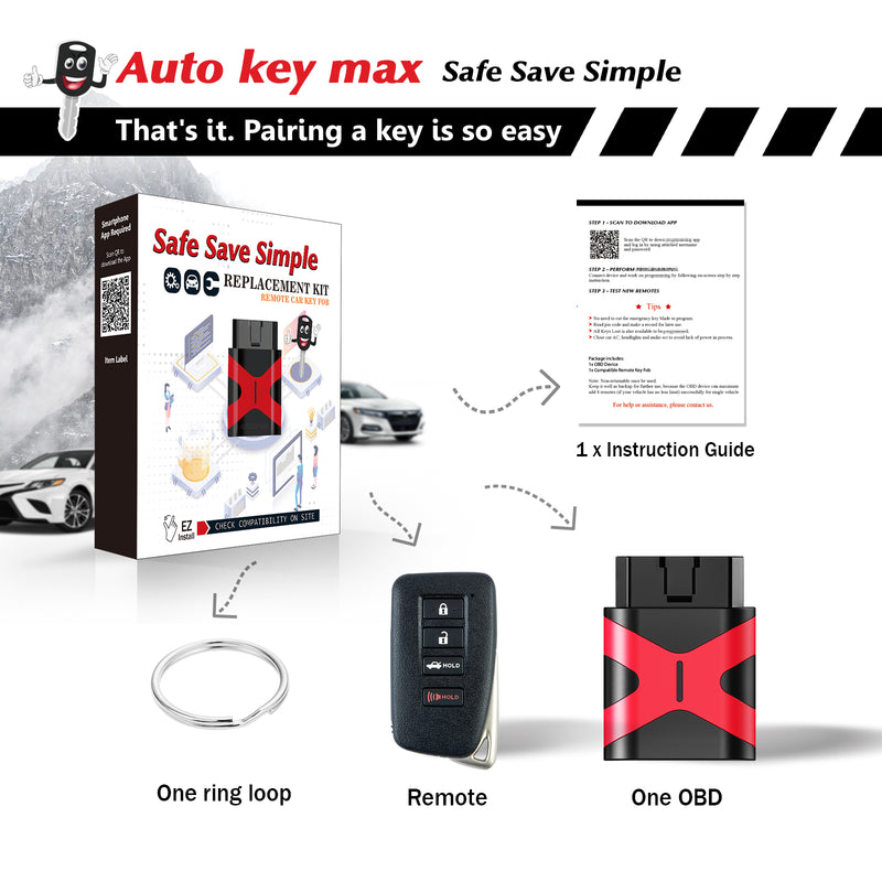 Car Keys and Fob for 2013-2018 Lexus ES350 GS350 GS450H Smart Remote HYQ14FBA 281451-0020 SKU: KPRO+L4RC