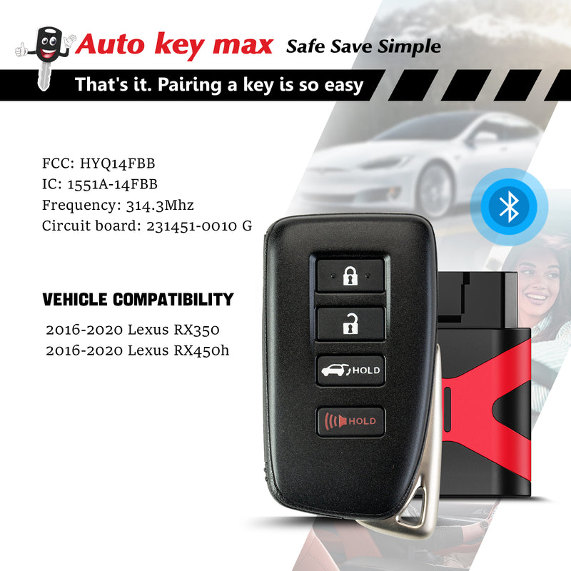 DIY Programmer Kit for 2016-2020 LEXUS RX350 RX450h Toyota Sienna Smart Remote HYQ14FBB  231451-0010  SKU: KPRO+L4RD