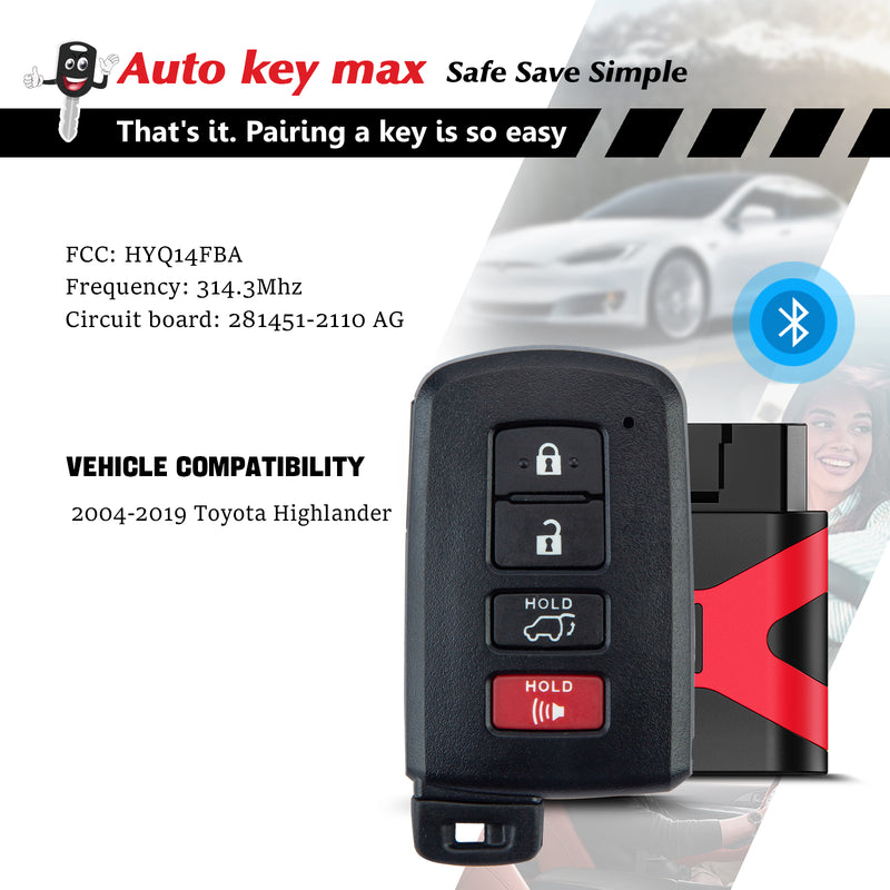 DIY Programmer Kit for 2015-2020 Tacoma 2014-2019 Highlander  HYQ14FBA 281451-2110 SKU: KPRO+T4RD-1