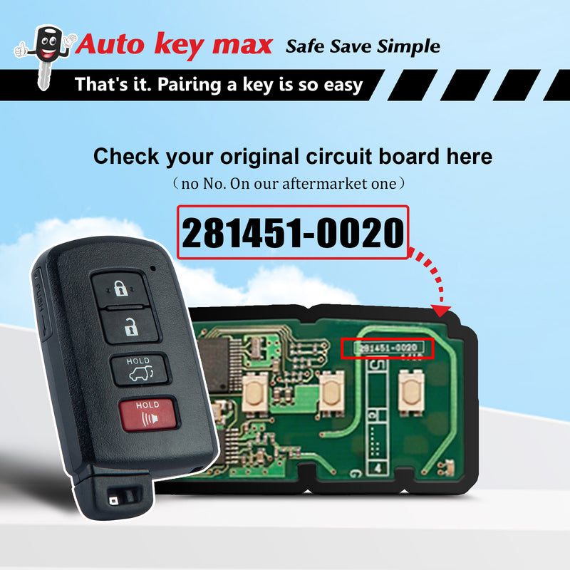 DIY Programmer Kit for 2013-2018 TOYOTA RAV4 Smart Remote HYQ14FBA 281451-0020 SKU: KPRO+T4RG