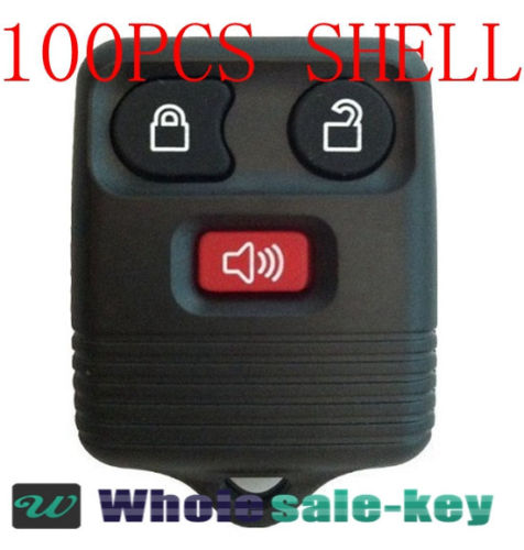 LOT 100 x BRAND NEW FORD 3 BUTTON KEY KEYLESS REMOTE FOB SHELL CASE + RUBBER PAD