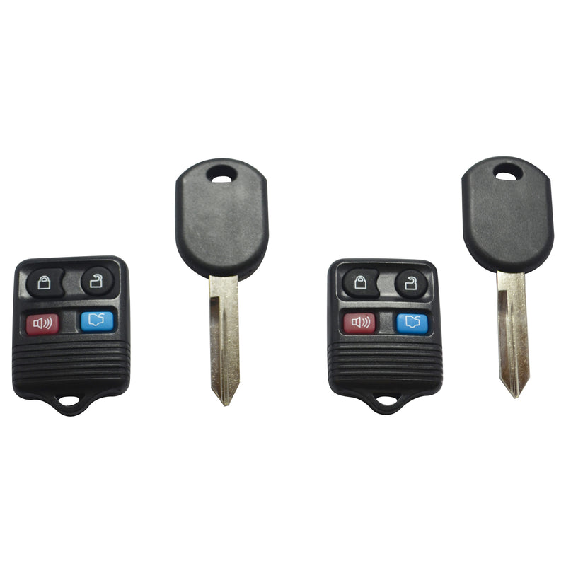 2 Replacement Keyless Entry Remote Fob & Ignition Transponder Chip Key For Ford